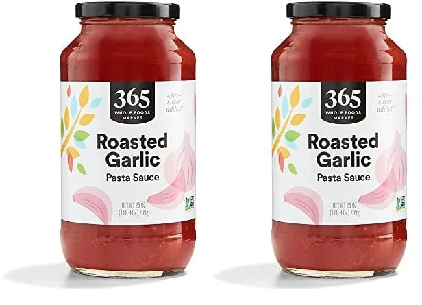 365 by Whole Foods Market, Roasted Garlic Pasta Sauce, 25 Ounce (Pack of 2)