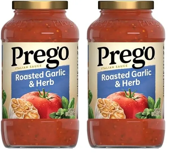 Prego Pasta Sauce, Italian Tomato Sauce with Roasted Garlic & Herbs, 24 oz Jar (Pack of 2)