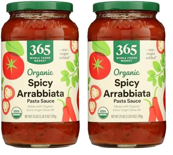 365 by Whole Foods Market, Organic Arrabbiata Pasta Sauce, 25 Ounce (Pack of 2)