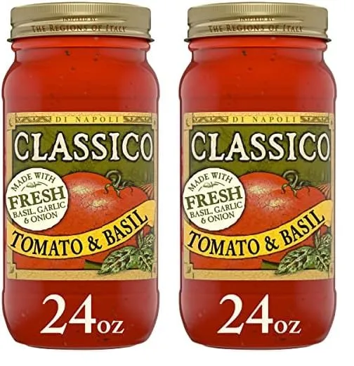 Classico Tomato & Basil Spaghetti Pasta Sauce (24 oz Jar) (Pack of 2)
