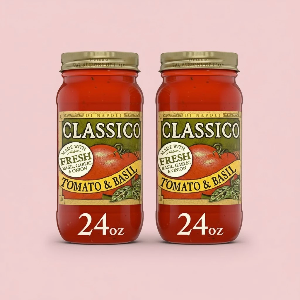 Classico Tomato & Basil Spaghetti Pasta Sauce (24 oz Jar) (Pack of 2)