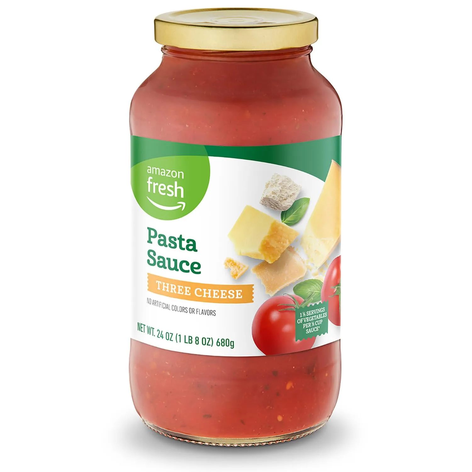 Amazon Fresh, Three Cheese Pasta Sauce, 24 Oz