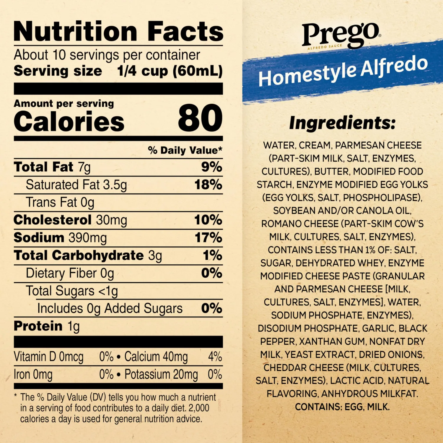 Prego Homestyle Alfredo Pasta Sauce, 22 oz Jar