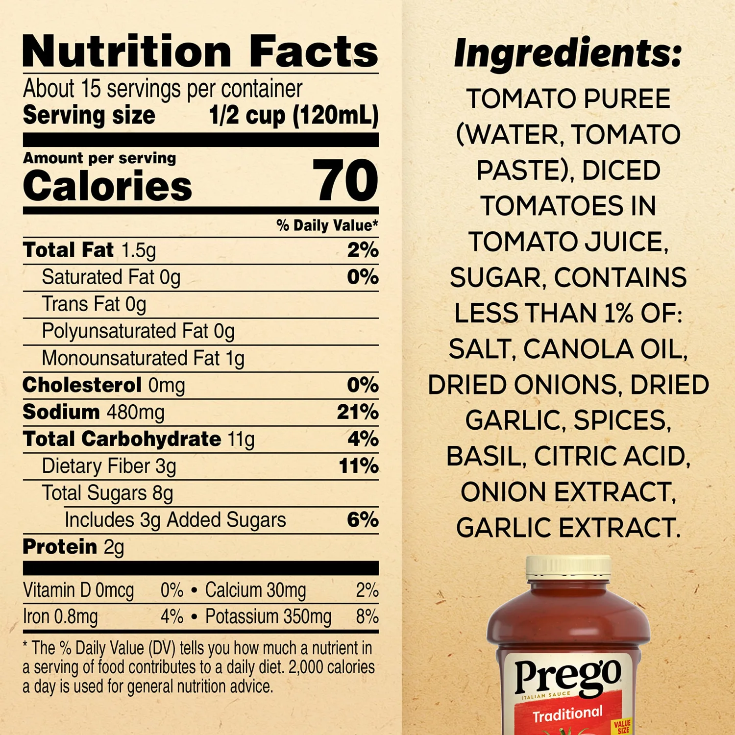 Prego Traditional Pasta Sauce, 67 Oz Jar (Pack of 2)