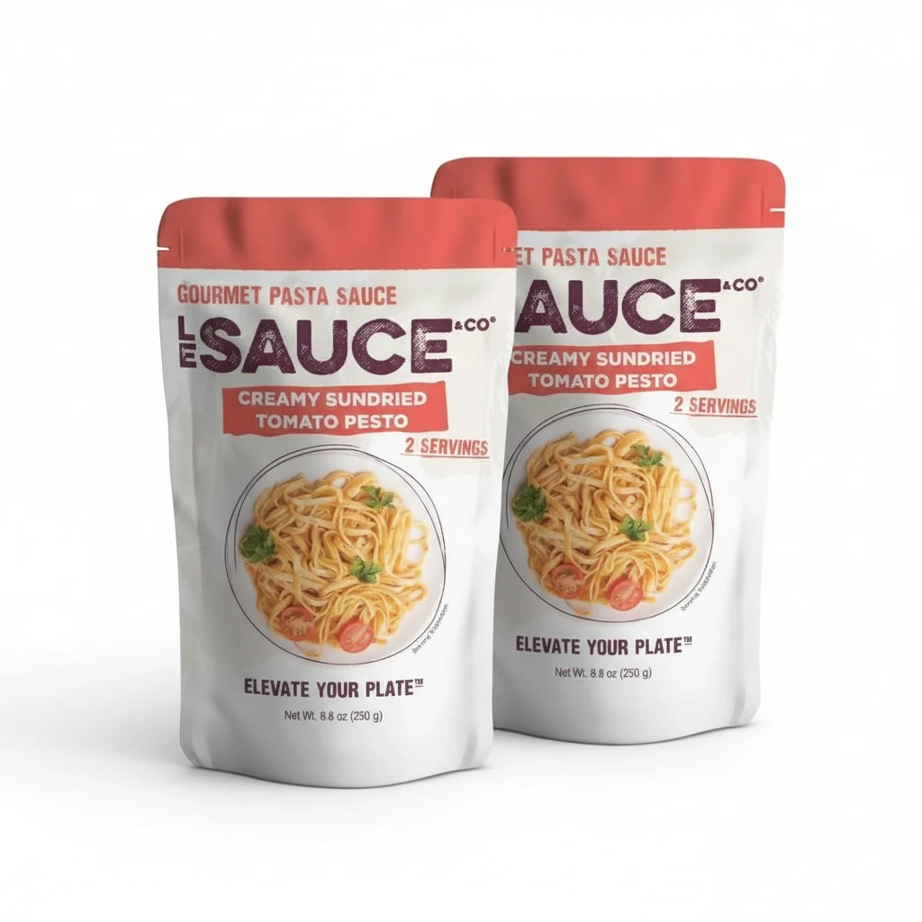 Always Fresh, Two Servings, Creamy Sun-Dried Tomato Pesto Gourmet Pasta Sauce (2-pack) Le Sauce & Co. Imported Italian San Marzano Tomatoes, Creamy Pasta Sauce, Penne Rosa, All Natural, Vodka Sauce