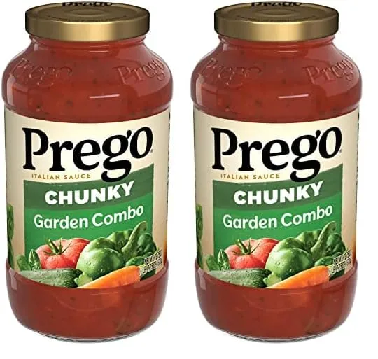 Prego Chunky Garden Combo Pasta Sauce, 23.75 Oz Jar (Pack of 2)