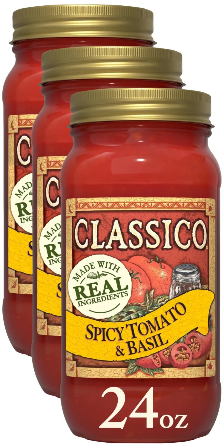Classico Spicy Tomato & Basil Spaghetti Pasta Sauce (24 oz Jar) (Pack of 3)