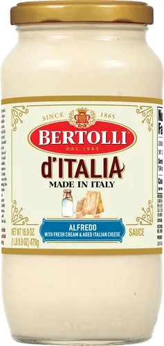 Bertolli d'Italia Alfredo Sauce, Authentic Tuscan Style Pasta Sauce Made in Italy with Fresh Cream and Aged Italian Cheeses, 16.9 OZ
