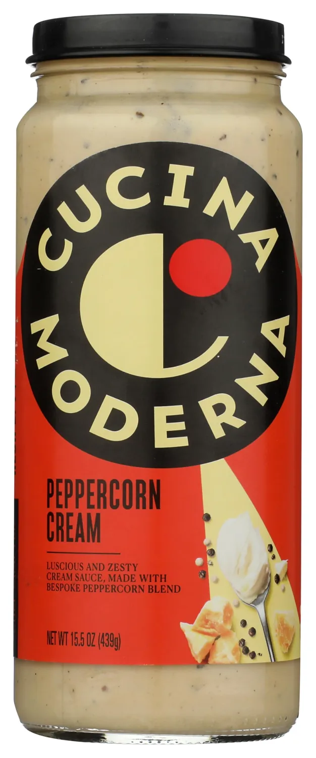 Cucina Moderna Peppercorn Cream Sauce, Luscious and Zesty Pasta Sauce, Made with Real Cheese, 15.5 OZ