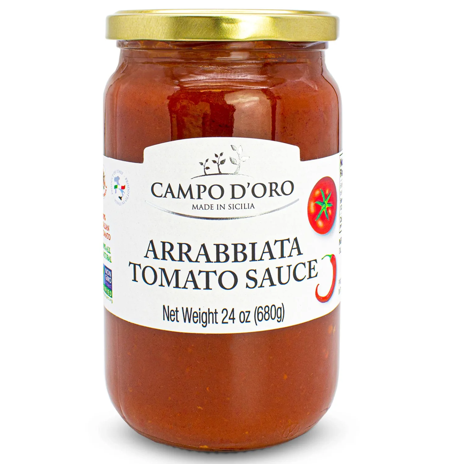 CAMPO D'ORO - Arrabiatta Tomato Sauce 24 oz, Pasta Sauce