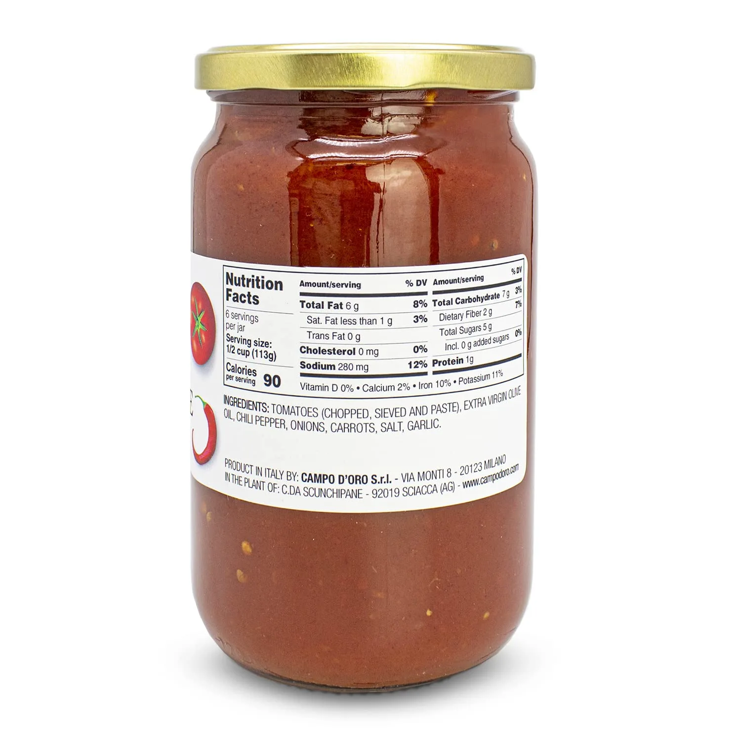 CAMPO D'ORO - Arrabiatta Tomato Sauce 24 oz, Pasta Sauce