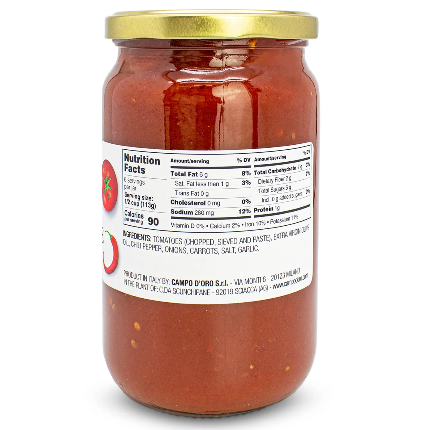 CAMPO D'ORO - Arrabiatta Tomato Sauce 24 oz, Pasta Sauce