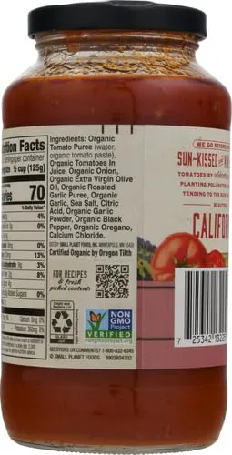 Muir Glen Organic Roasted Garlic Pasta Sauce, No Sugar Added, 23.5 oz.