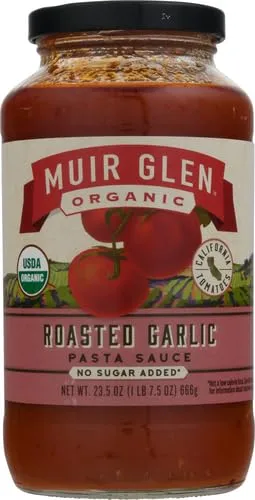 Muir Glen Organic Roasted Garlic Pasta Sauce, No Sugar Added, 23.5 oz.