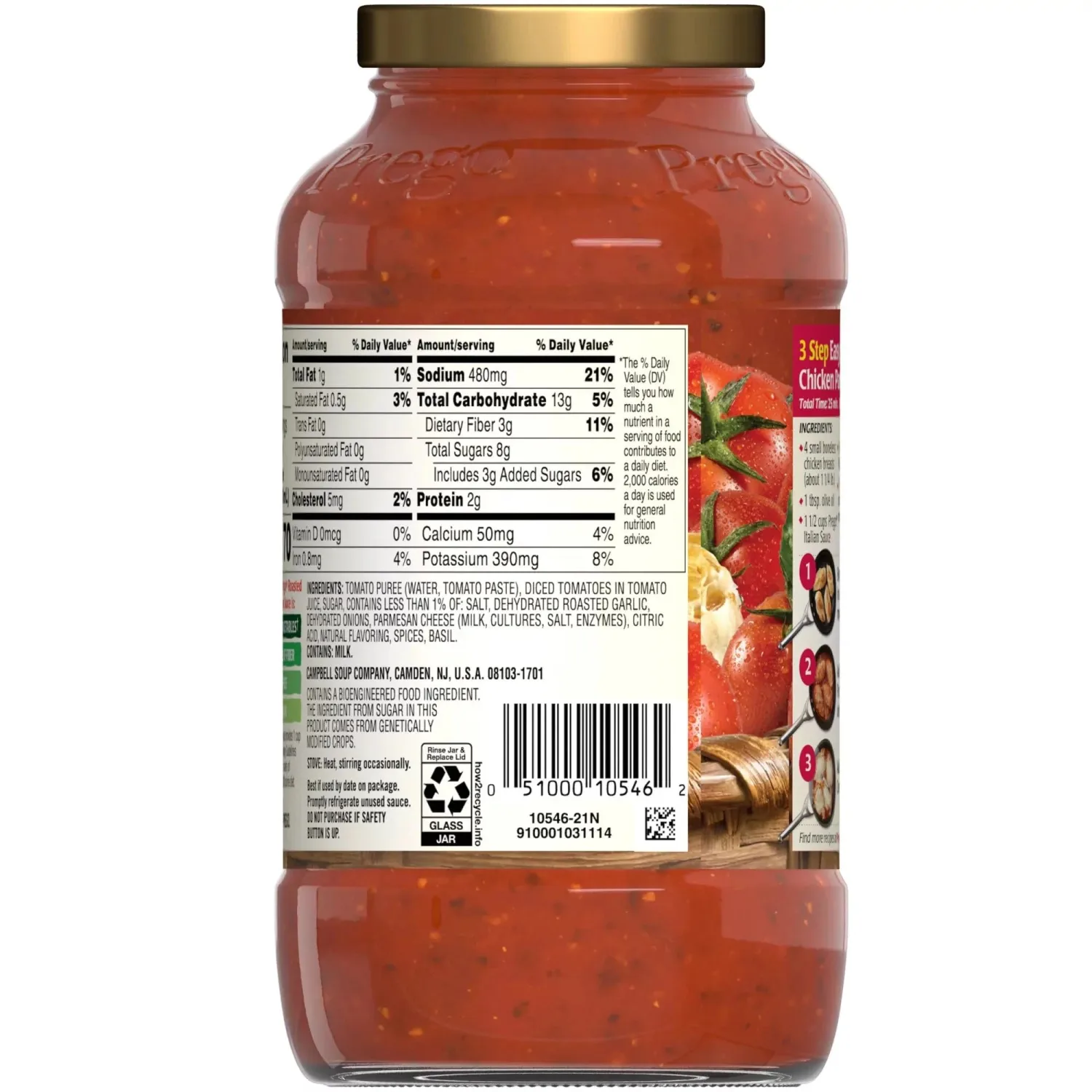 Prego, Italian Pasta Sauce, Roasted Garlic Parmesan Cheese, 23.5 Ounce
