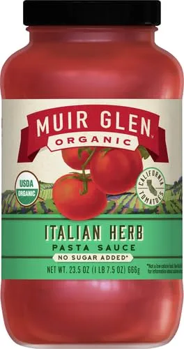 Muir Glen Organic Italian Herb Pasta Sauce, No Sugar Added, 23.5 oz.