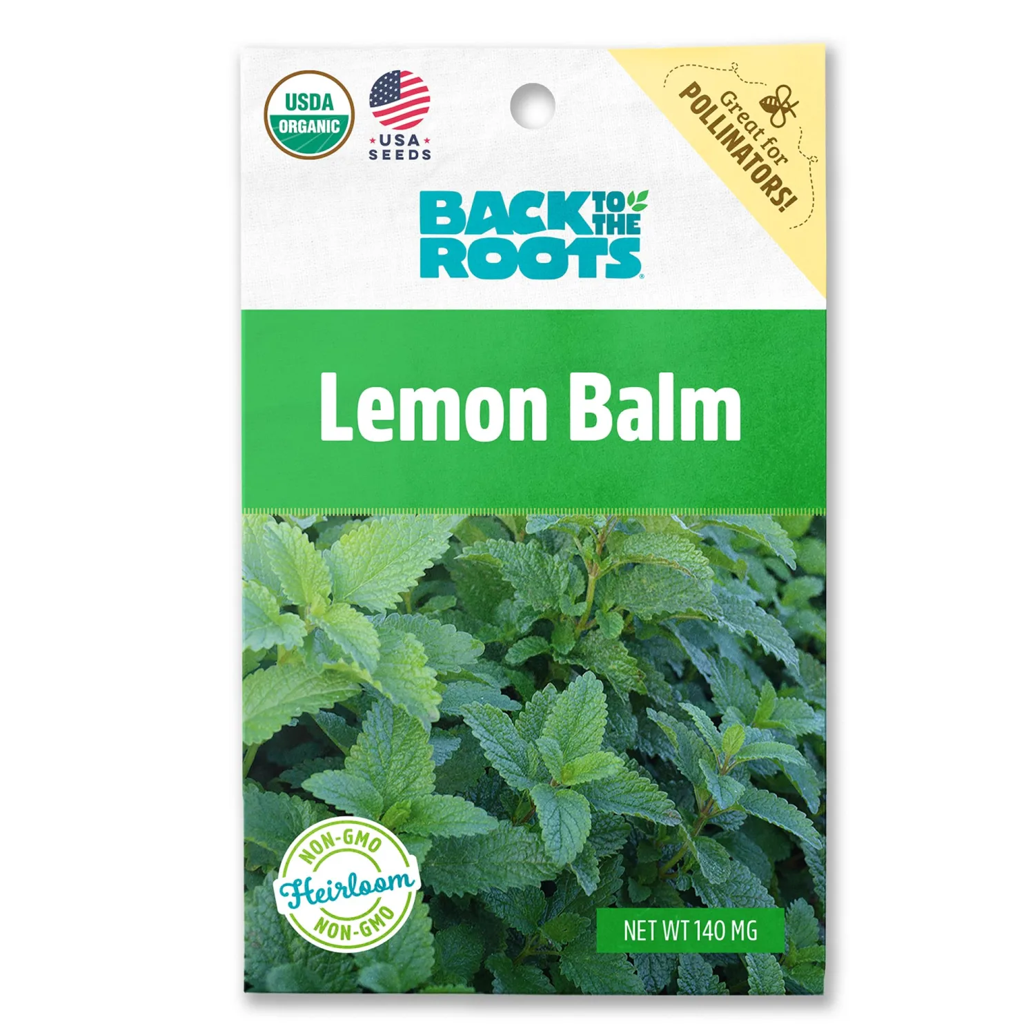 Back to the Roots - 100% Organic Seed Packet - Lemon Balm 140mg