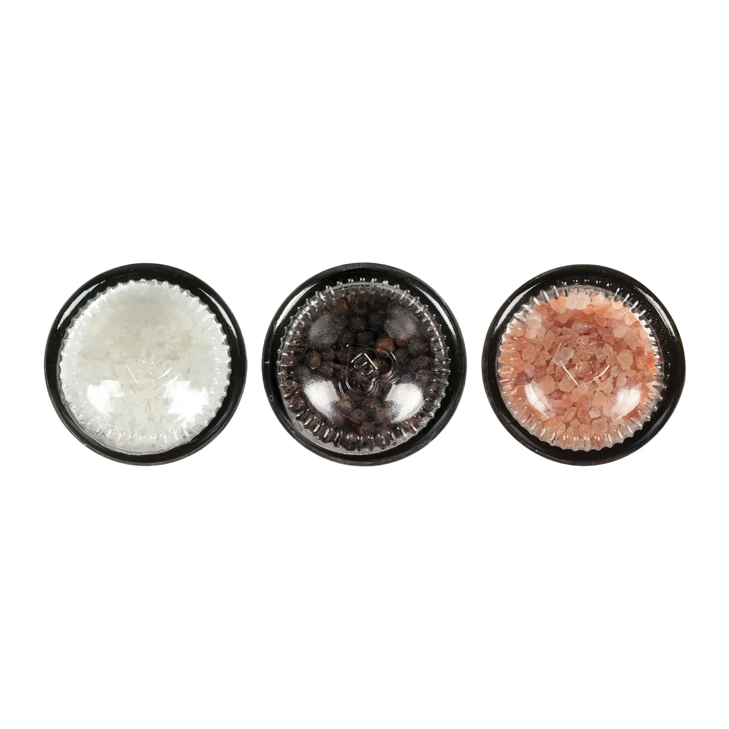 Morton Grinder Set - Himalayan Pink Salt (2.5 oz), Sea Salt (2.5 oz) & Black Peppercorn (1.2 oz), Adjustable & Refillable Grinders, Ideal for Cooking, Seasoning, and Finishing, 3-Pack