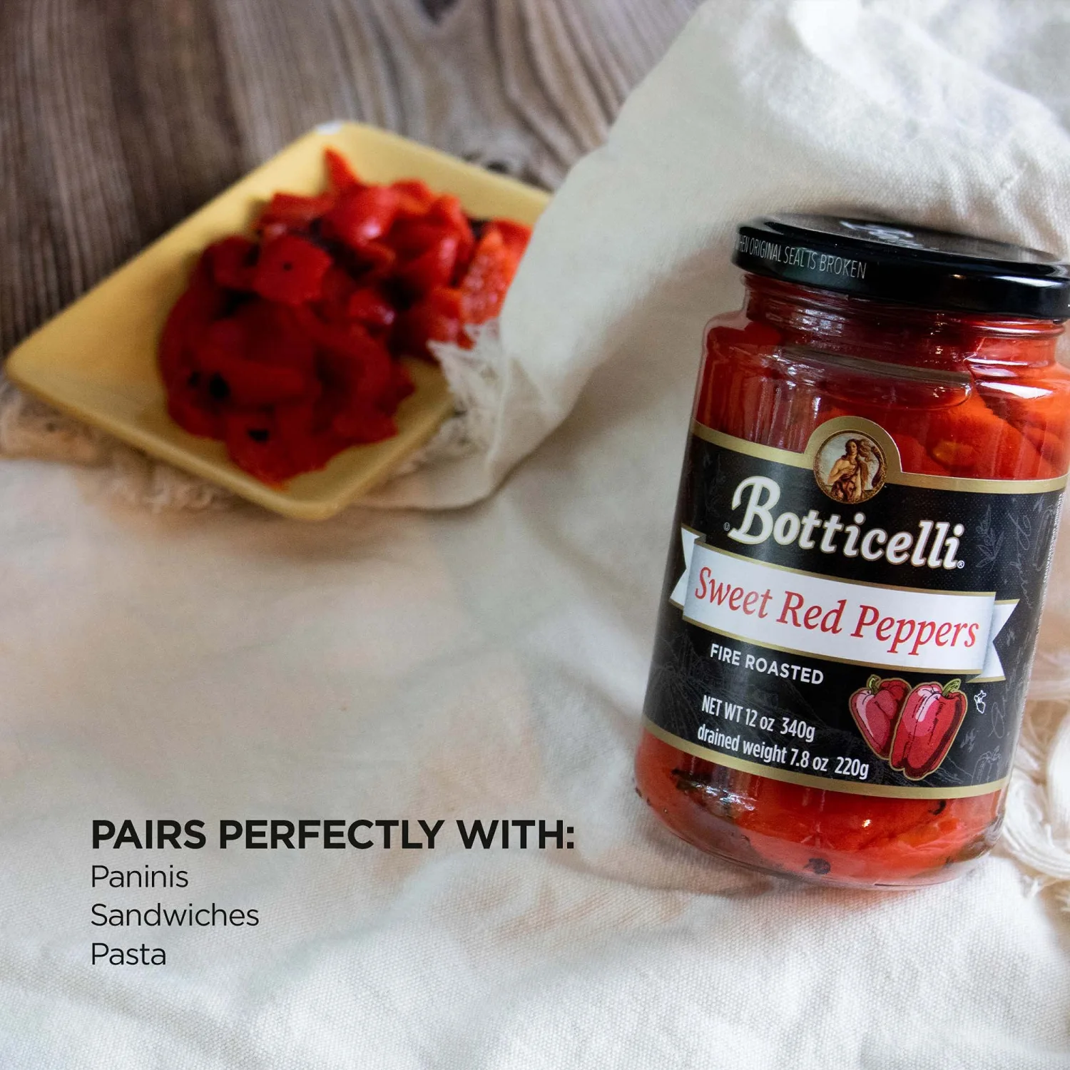 Fire Roasted Sweet Red Peppers by Botticelli, 12oz
