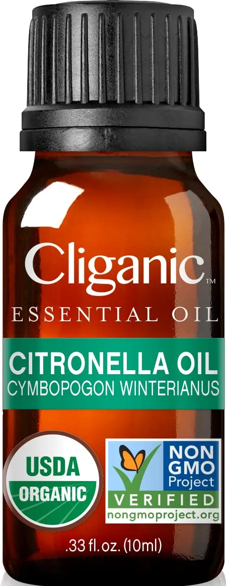 Cliganic Organic Citronella Essential Oil, 100% Pure Natural for Aromatherapy | Non-GMO Verified