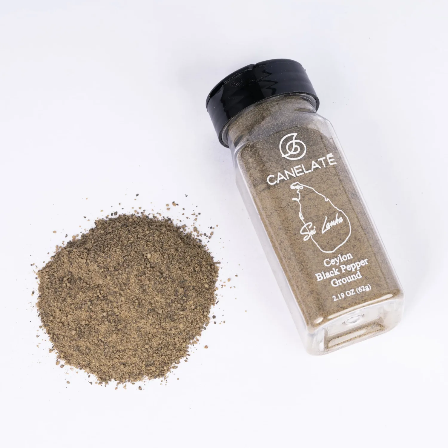 CANELATÉ Organic Black Pepper Ground 62g (2.19oz) - Packed at the source, 100% pure, Highest Piperine black pepper from small holder farmers in Sri Lanka