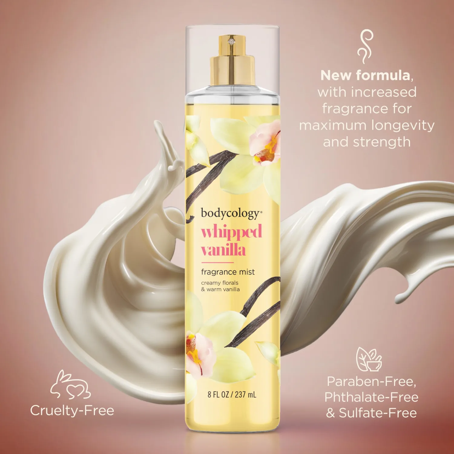Bodycology Long-Lasting Fragrance Body Mist, Whipped Vanilla, 8 fl oz
