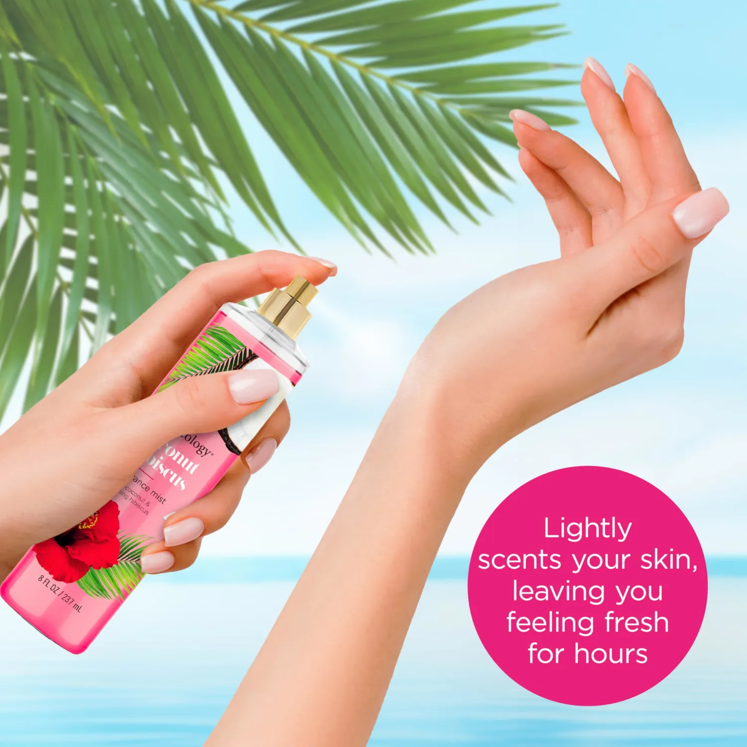 Bodycology Long-Lasting Fragrance Body Mist, Coconut Hibiscus, 8 fl oz