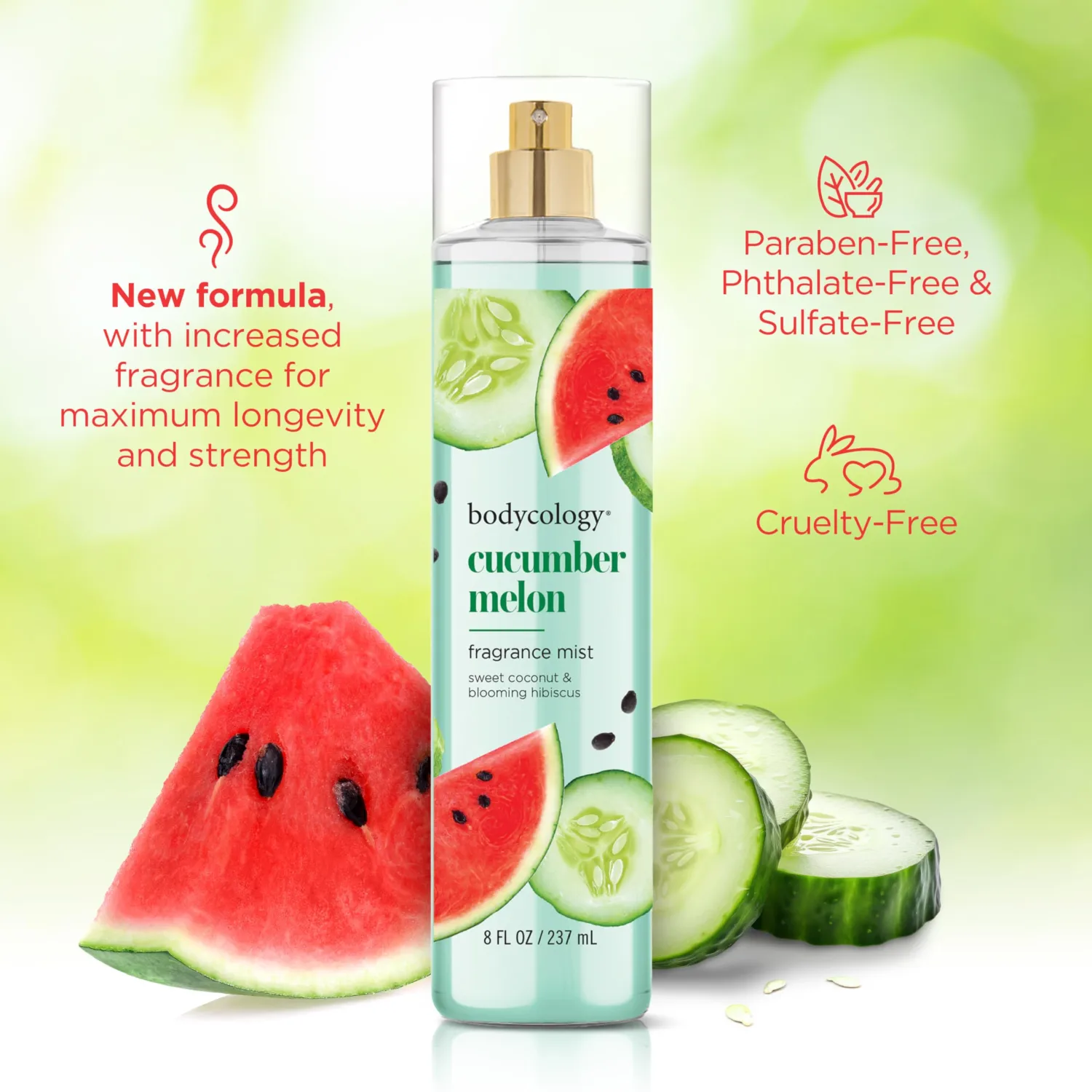 Bodycology Long-Lasting Fragrance Body Mist, Cucumber Melon, 8 fl oz