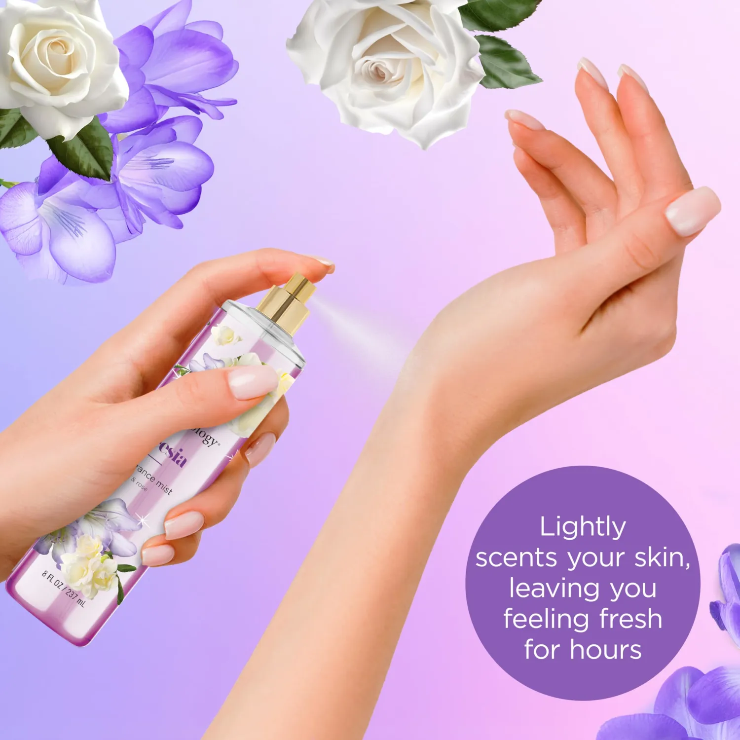 Bodycology Long-Lasting Fragrance Body Mist, Freesia, 8 fl oz