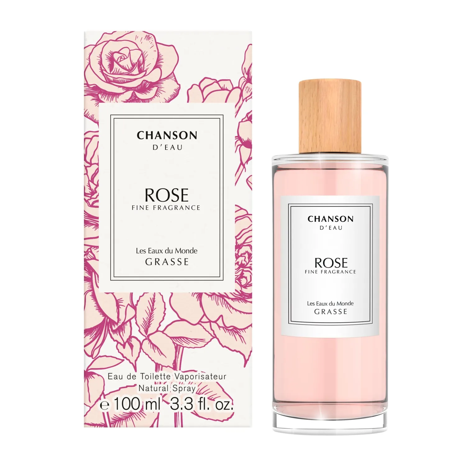 Chanson Rose Eau de Toilette 3.4 fl oz (Pack of 1), Notes of Lychee, Rose, and Oak Moss, Women's Fragrance, Long Lasting, Everyday Fragrance, Travel Size