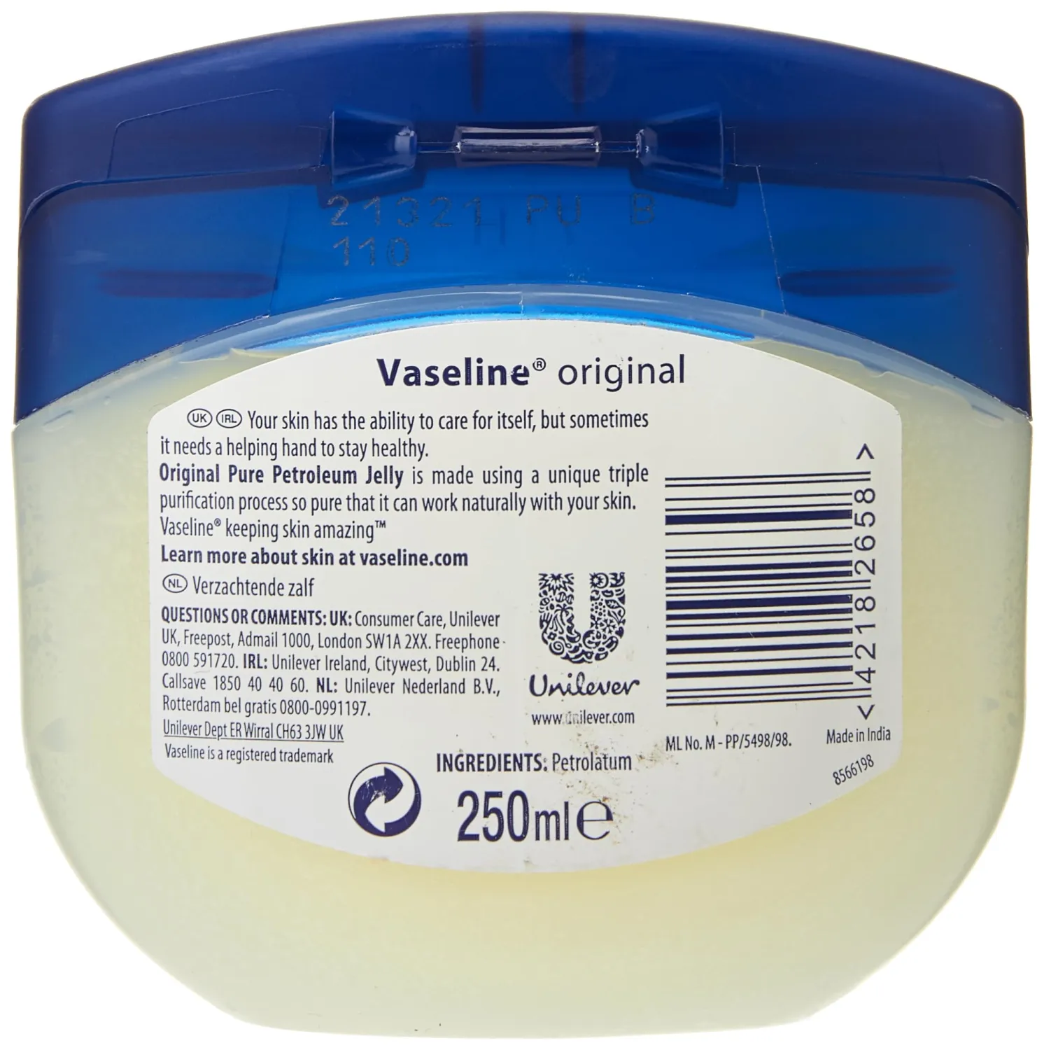 Vaseline Blueseal Petroleum Jelly Original 250ml (Package May Vary)