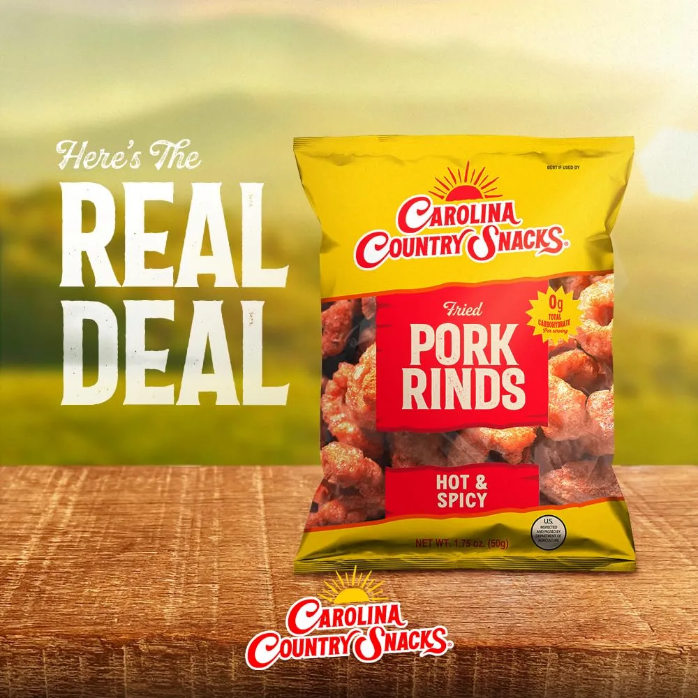 Fried Pork Rinds Hot and Spicy 6 bags (1.75oz each)