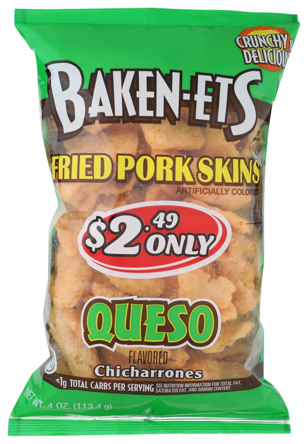 Baken-Ets, Fried Pork Skins, Queso Flavored, 4 Ounce