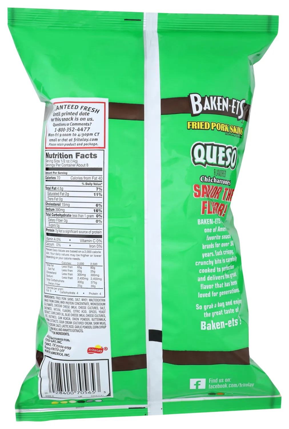 Baken-Ets, Fried Pork Skins, Queso Flavored, 4 Ounce