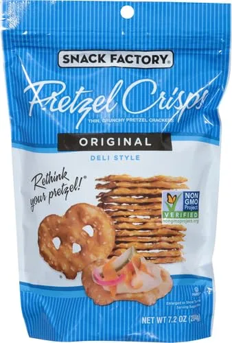 Snack Factory Original Pretzel Crisps, Non-GMO, 7.2 oz Resealable Bag (Pack of 3)
