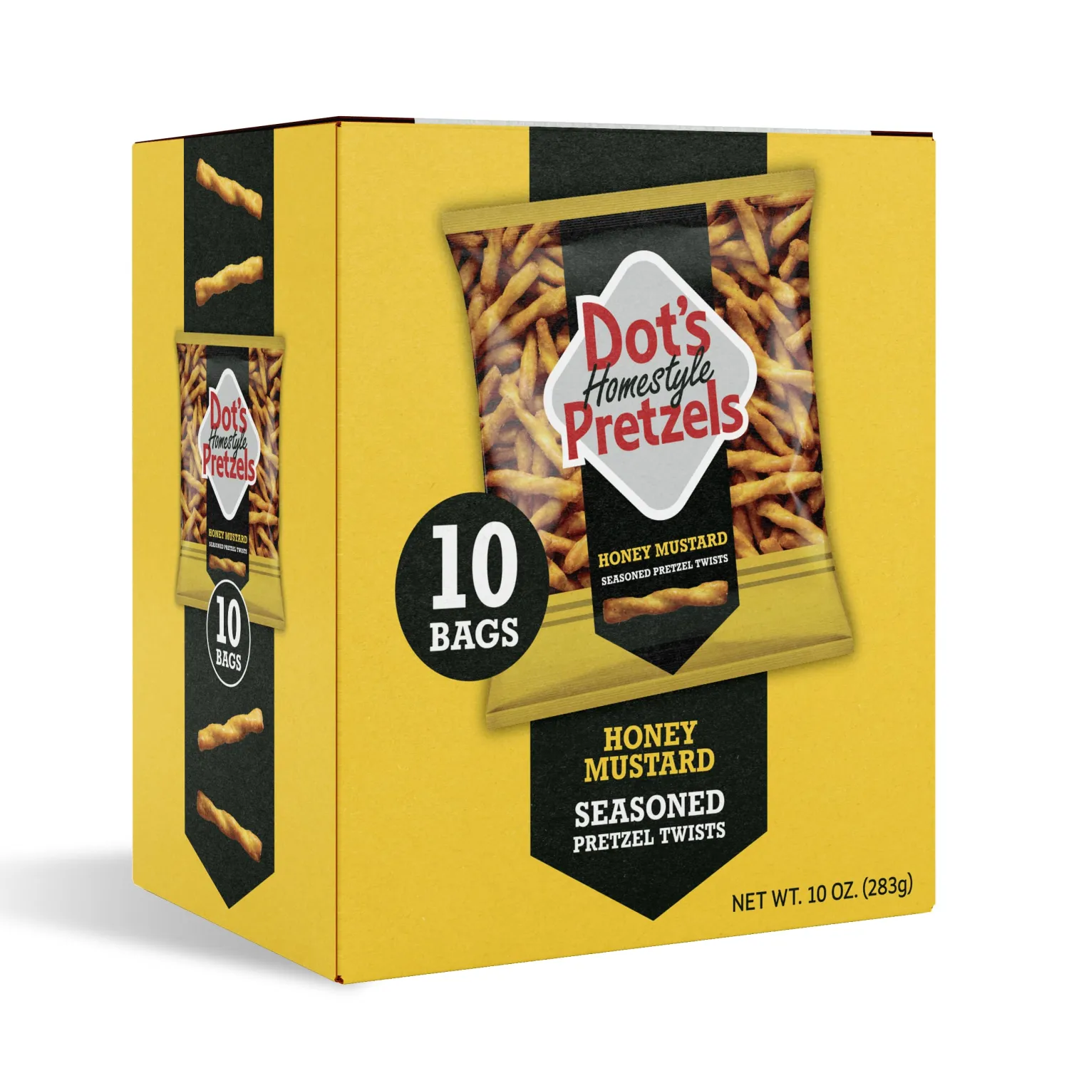 Dot's Pretzels Honey Mustard Seasoned Pretzel Twist Snack, 1oz Individually Sized Bag (10 Count)