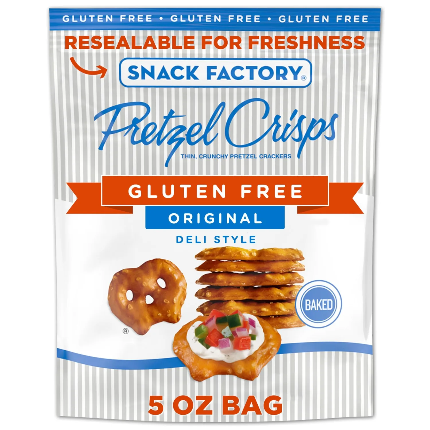 Snack Factory Pretzel Crisps Gluten Free, Original Flavor, 5 Oz