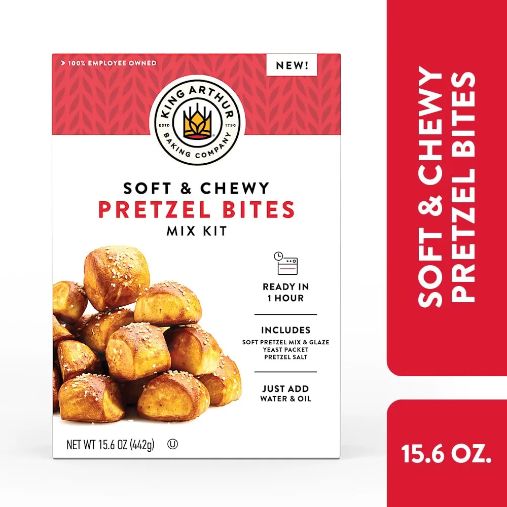 King Arthur Baking Company Soft & Chewy Pretzel Bites Mix Kit 15.6 oz., Baking Mix - Ready in 1 hour