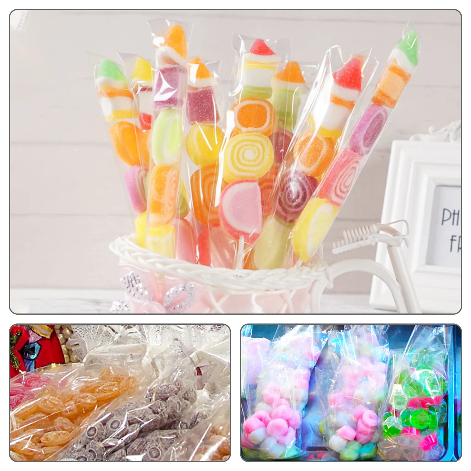 SUREHOME Pretzel Rod Bags 100 Pcs 2x8 Inch Pretzel Bags Adhesive Pretzels Individual Bags Clear Resealable Self Sealing Cellophane Bags for Chocolate Covered Pretzels Stick Bags Candy Treats Packaging