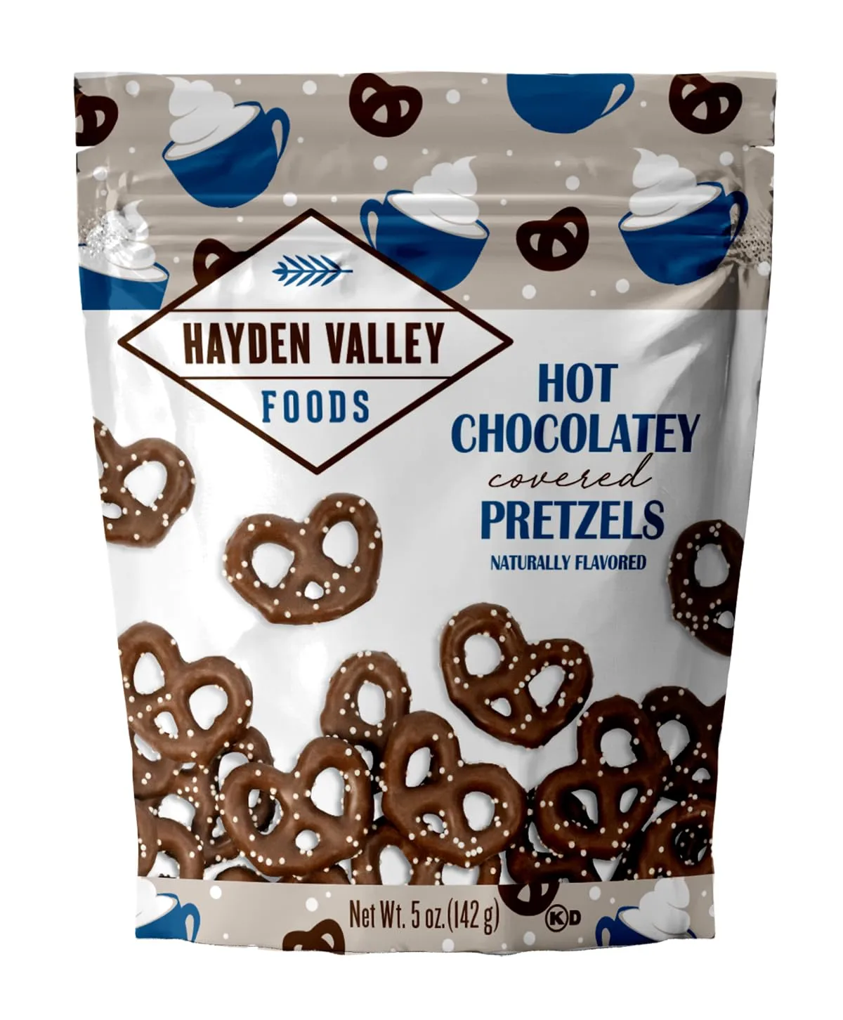 Hayden Valley Foods Hot Chocolatey Covered Pretzels | 5 oz Resealable Bag | Gourmet Flavored Pretzels