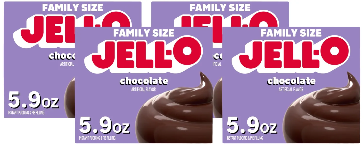 Jell-O Chocolate Instant Pudding & Pie Filling Mix, 5.9 oz Box, As Seen on TikTok (Pack of 4)