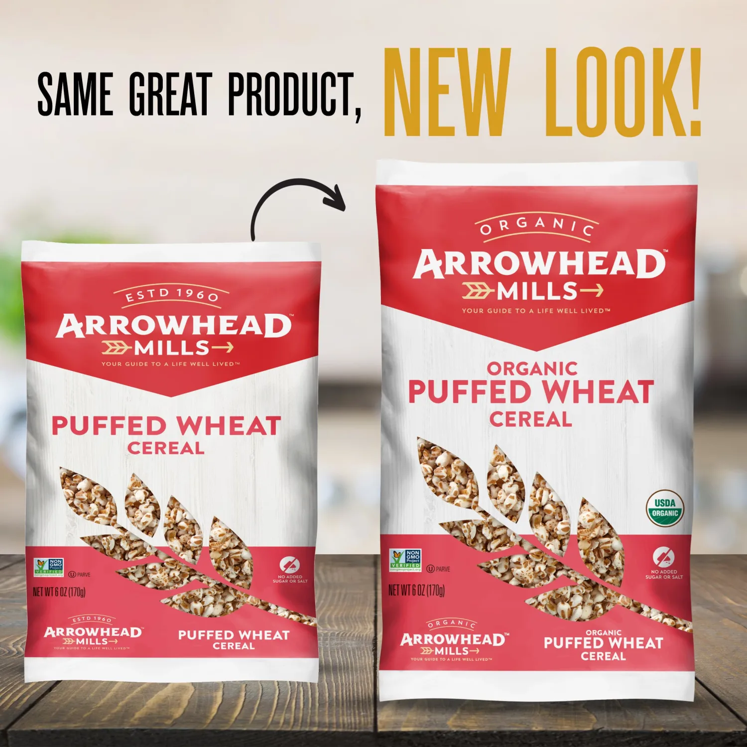 Arrowhead Mills Cereal, Puffed Wheat, 6 oz. Bag