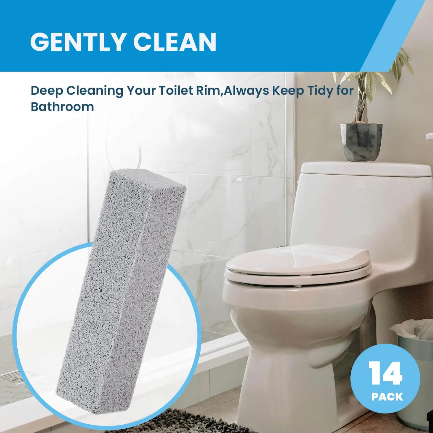 14 Pack Pumice Stone for Toilet Bowl Cleaning, Powerfully Cleans Hard Water Rings, for Cleaning Toilets, Bathtubs, Grills, Swimming Pools, Sinks