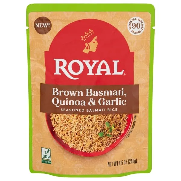 Royal Rice (India), Royal Basmati Rice Seasoned Brown Basmati Quinoa & Garlic, 8.5 Ounce