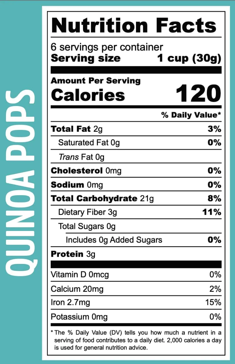 La Purita Quinoa Pops – Puffed Quinua Cereal, Gluten-Free, Vegan Superfood, 6.35 oz (6.35 Ounce (Pack of 1), Unflavored)
