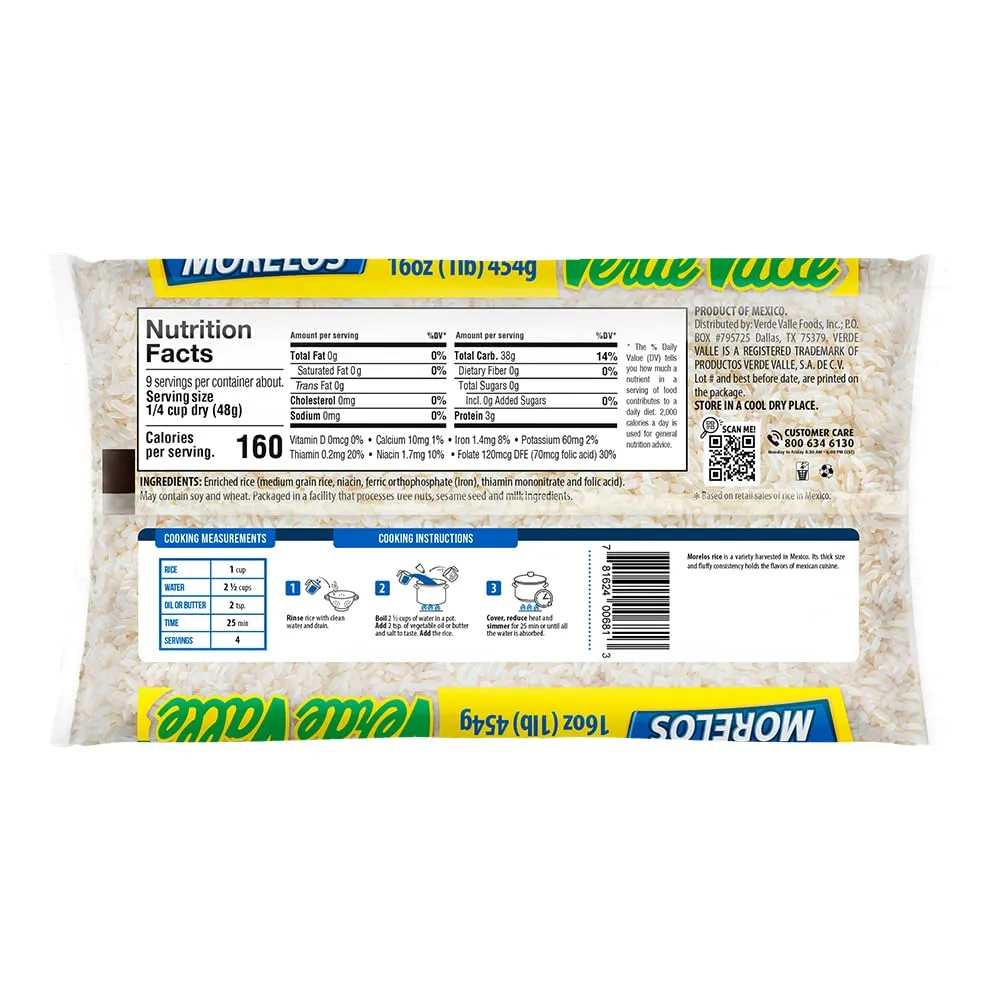 Verde Valle Morelos Rice 1 Lb (Pack of 1)