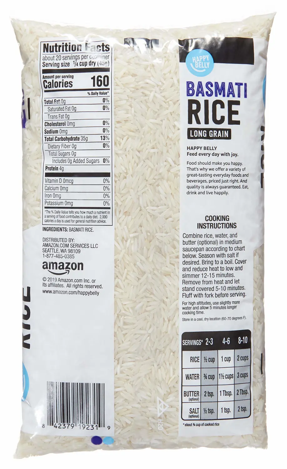 Amazon Brand, Happy Belly Basmati Rice, 2 Lb