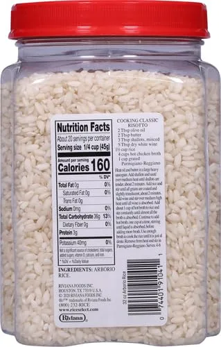 RiceSelect Arborio Rice, Risotto Rice, Gluten-Free, Non-GMO, 32 oz (Pack of 1 jar)