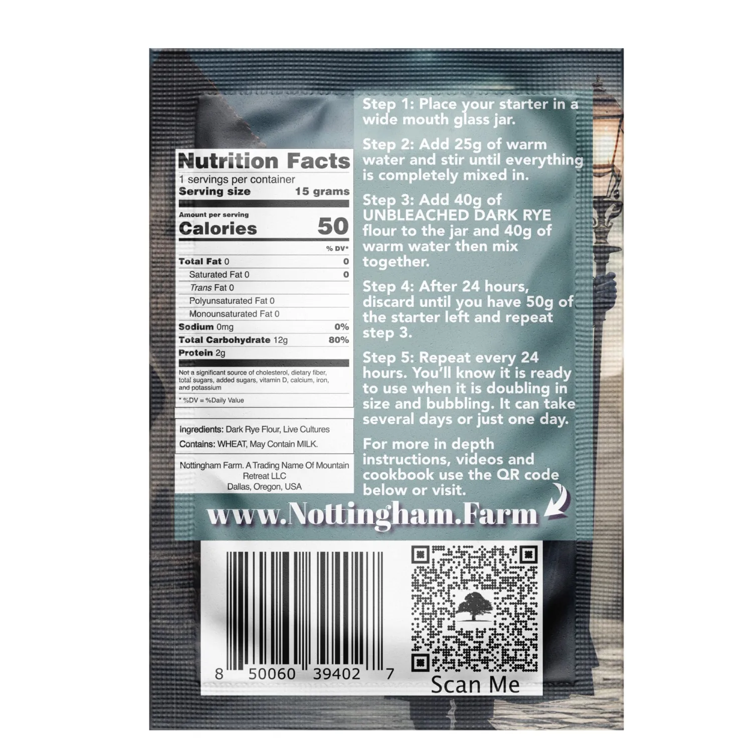Nottingham Farm Black Death Dehydrated Sourdough Starter | Authentic Bavarian Dark Rye Sourdough Starter Culture | Easy to Follow Video Guides And Recipes | Versatile Starter for Artisan Bread, Pizza, Pancakes, and More | Heirloom, non-GMO