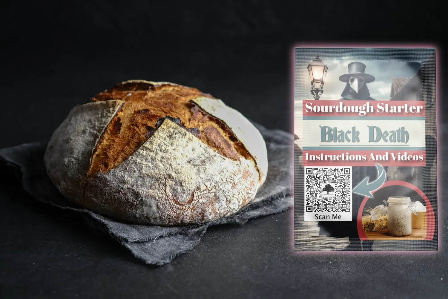 Nottingham Farm Black Death Dehydrated Sourdough Starter | Authentic Bavarian Dark Rye Sourdough Starter Culture | Easy to Follow Video Guides And Recipes | Versatile Starter for Artisan Bread, Pizza, Pancakes, and More | Heirloom, non-GMO